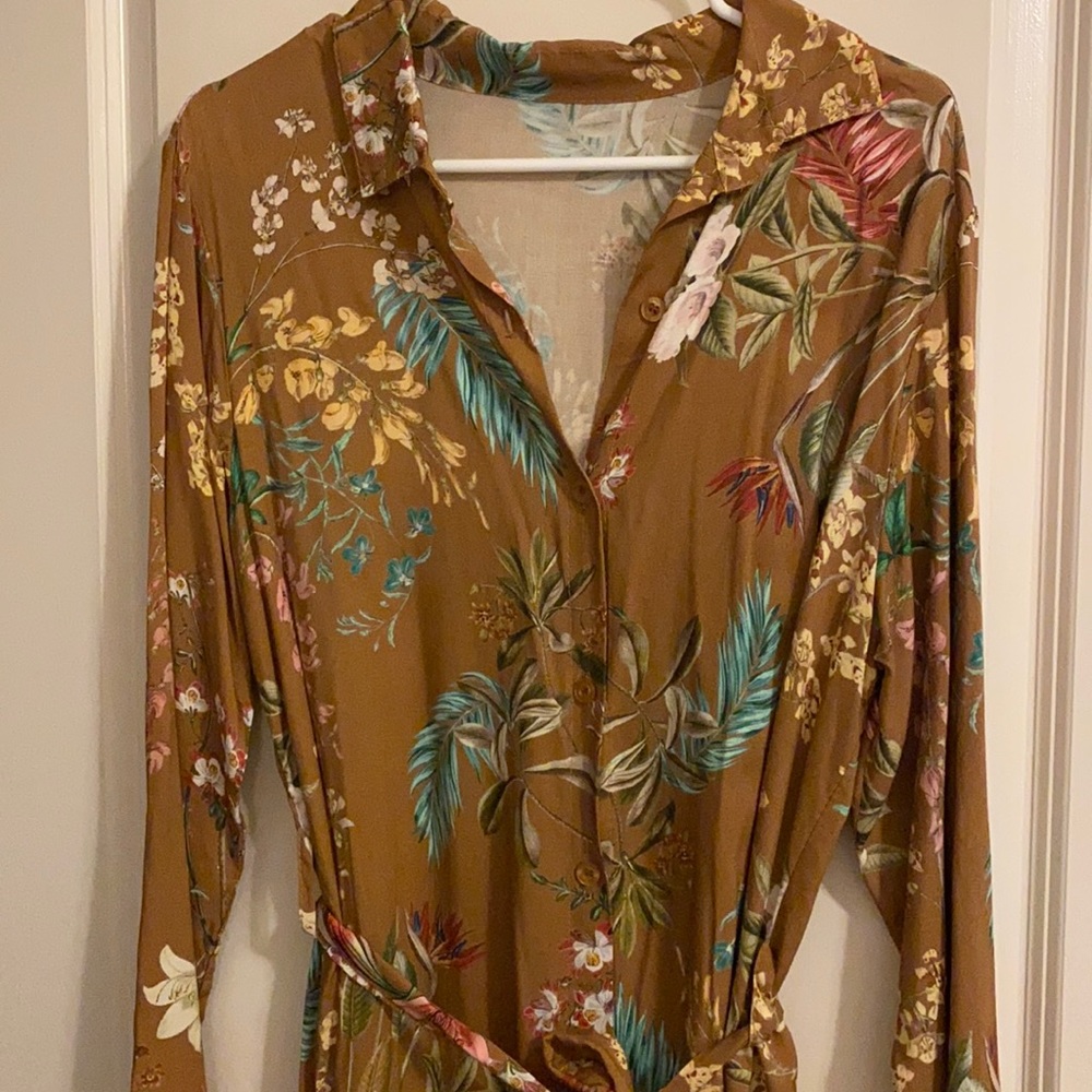 Zara flower shirt long dress